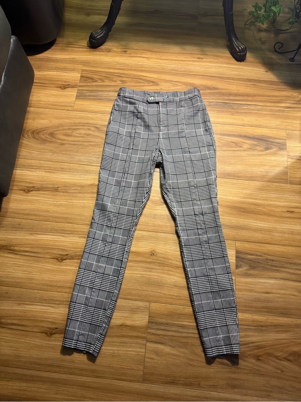 INC International Concepts Black and White Plaid Trousers Size 10
